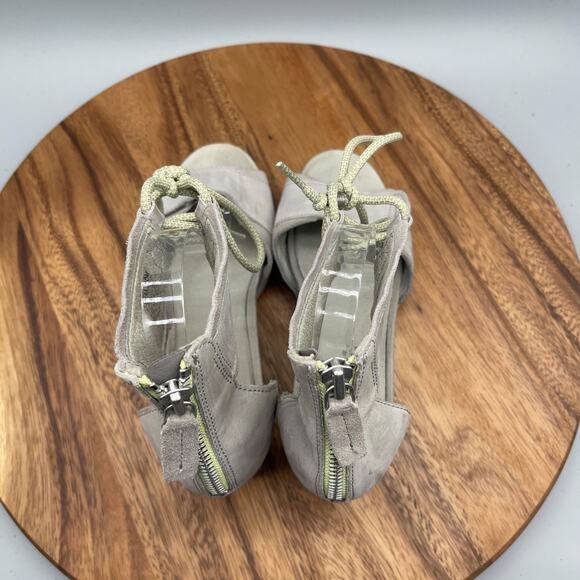 Sorel Joanie Sandals Womens Size 9 Gray Leather Peep Toe Wedge Casual Comfort - Picture 5 of 8